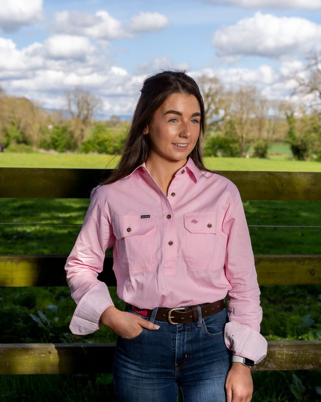 Women's Country Premium Cotton Shirt - Long Sleeved (Contrast) Shirts Ballybar