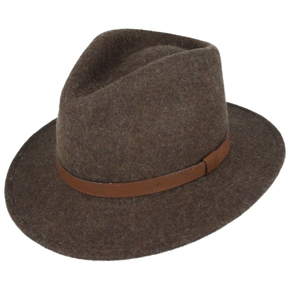 Ballybar Fedora Hat with Leather Band Ballybar Extra Small Brown Mix
