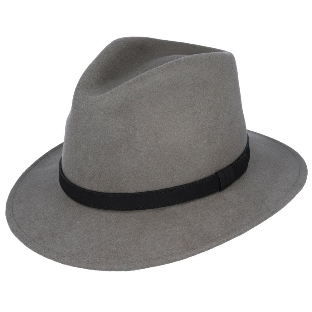 Ballybar Fedora Hat with Leather Band Ballybar Extra Small Grey