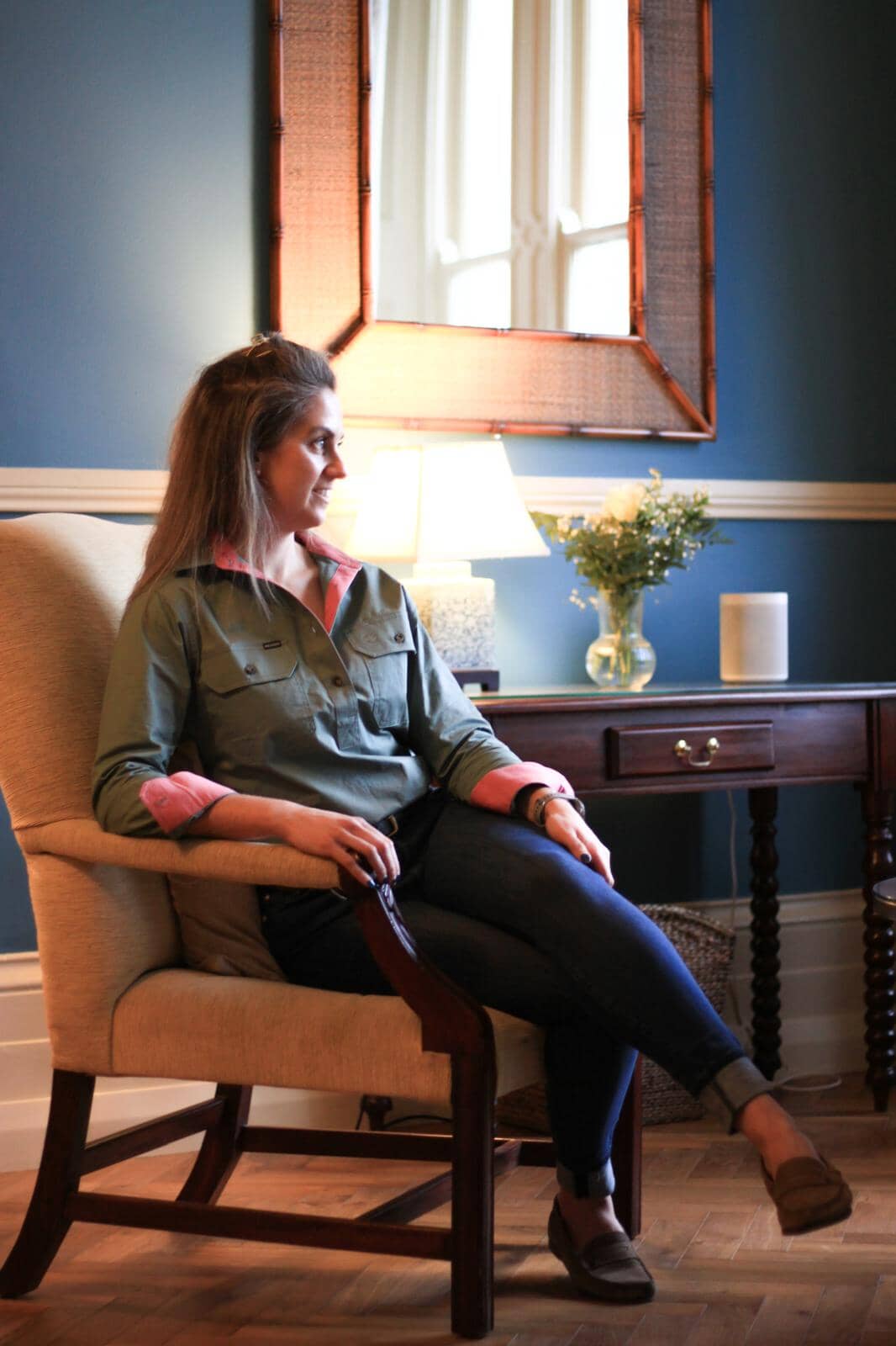 Women's Country Premium Cotton Shirt - Long Sleeved (Contrast) Shirts Ballybar