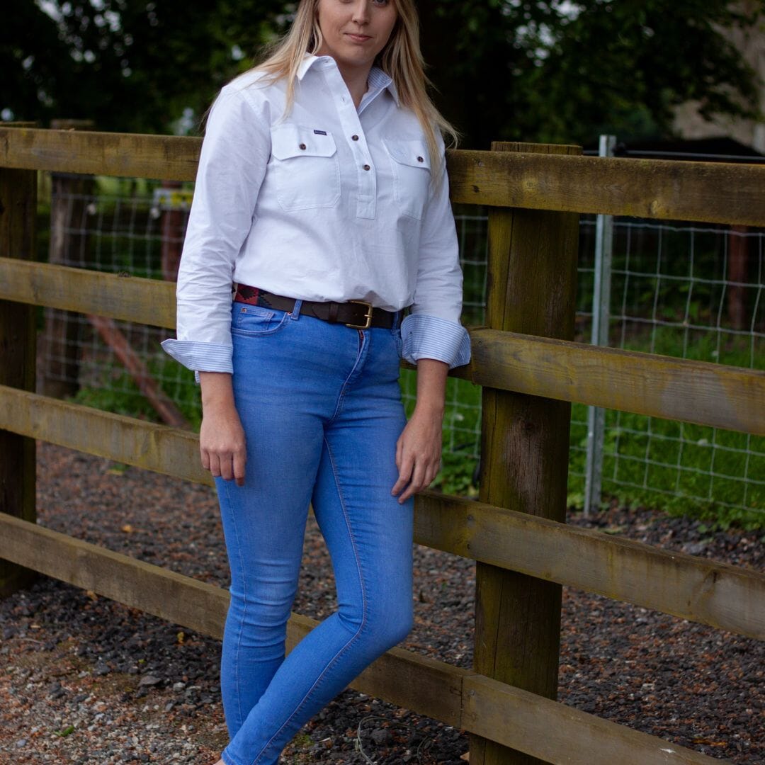Women's Country Premium Cotton Shirt - Long Sleeved (Contrast) Shirts Ballybar