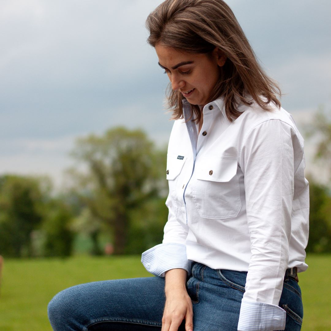 Women's Country Premium Cotton Shirt - Long Sleeved (Contrast) Shirts Ballybar