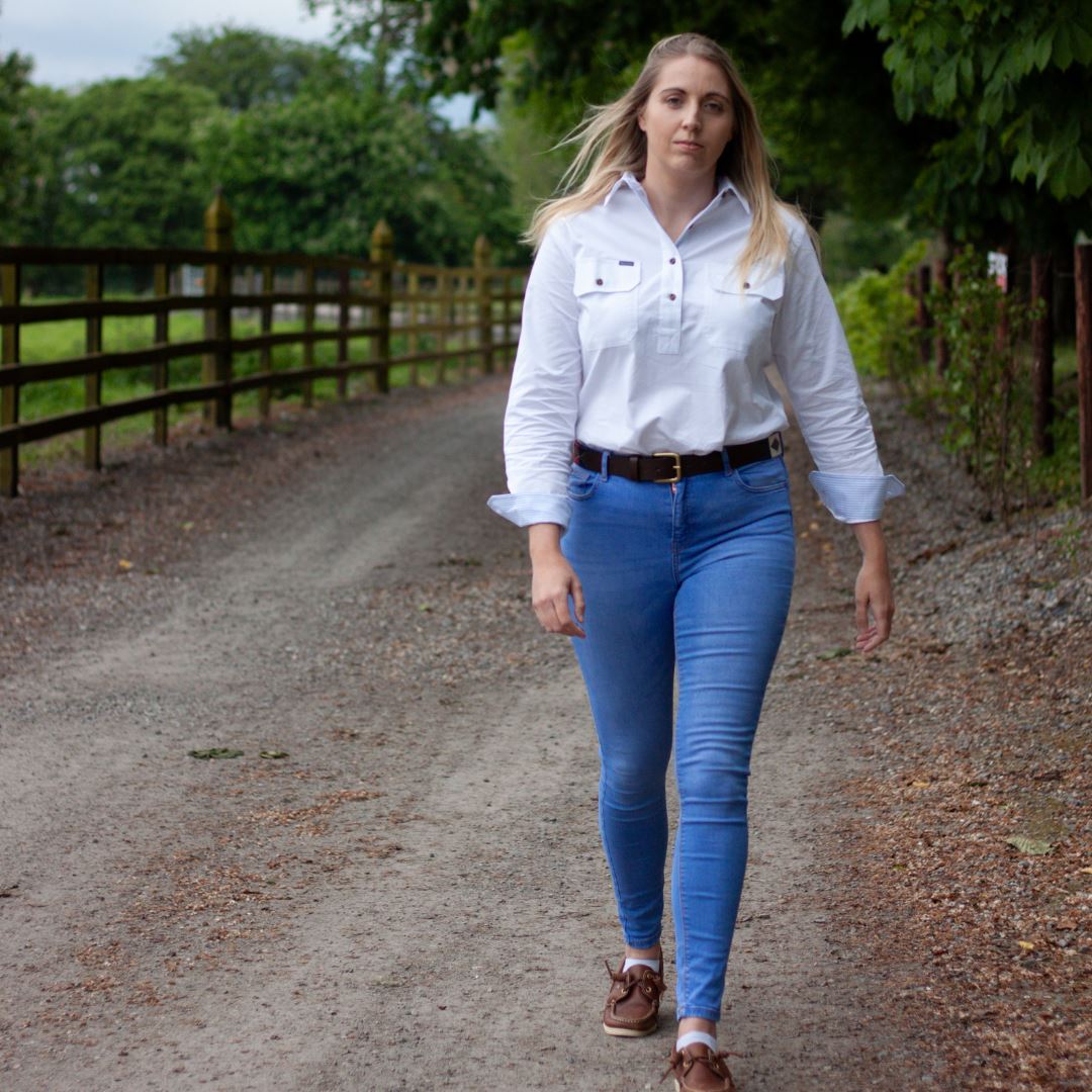 Women's Country Premium Cotton Shirt - Long Sleeved (Contrast) Shirts Ballybar