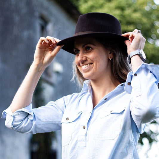 Ballybar Fedora Hat with Leather Band Ballybar Small Brown 