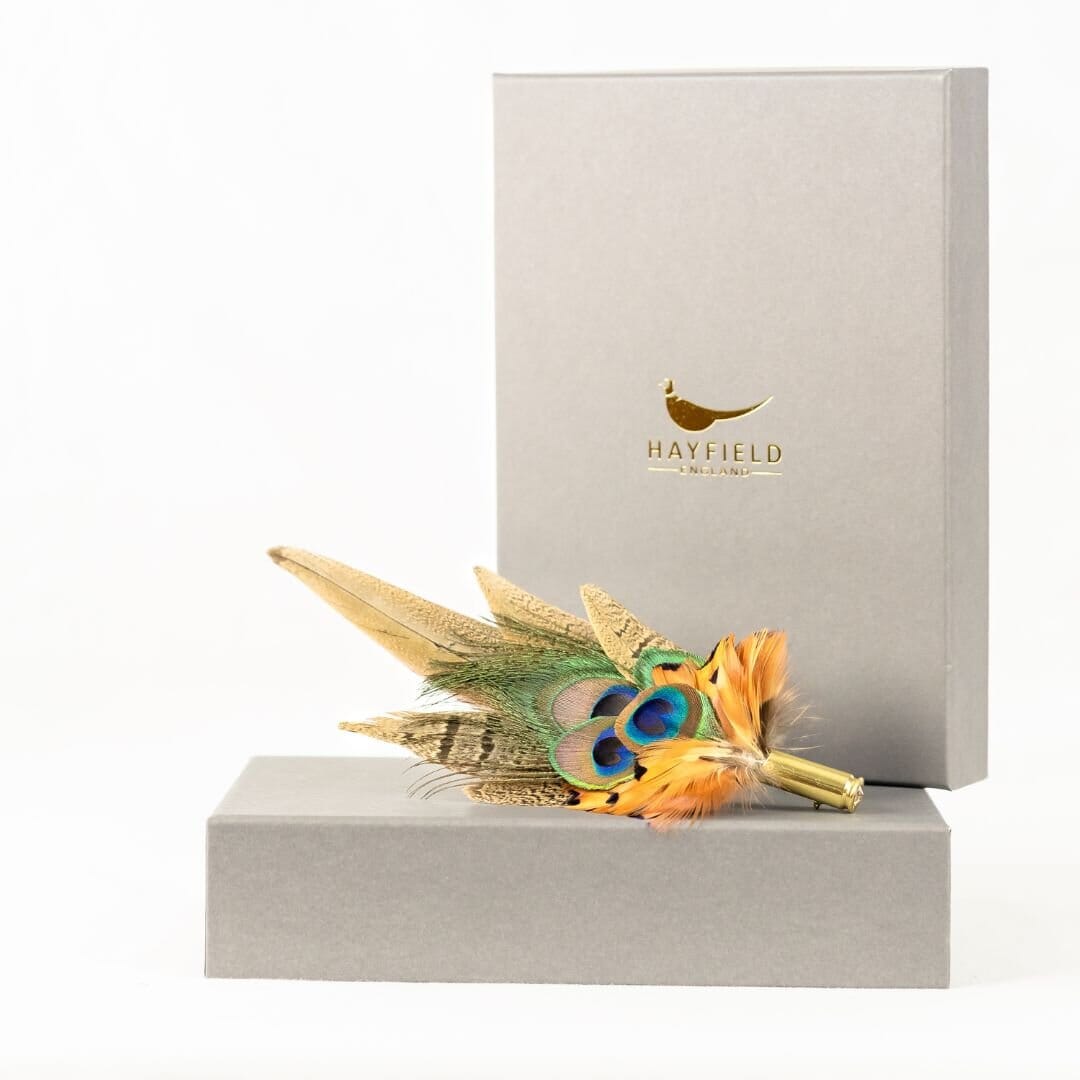 Feather Pins & Brooches Medium Ballybar Natural/Peacock