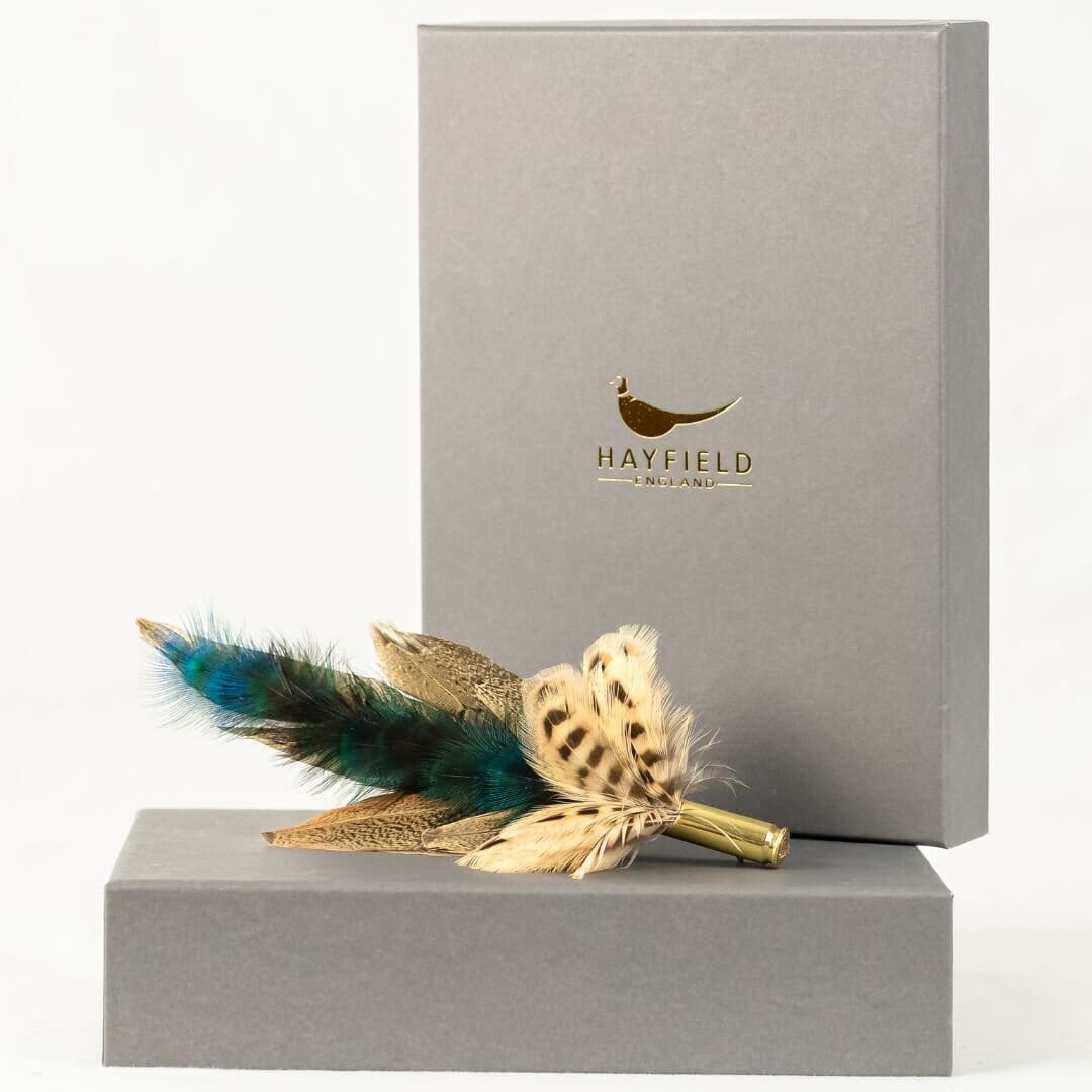 Feather Pins & Brooches Medium Ballybar Natural/Green Hues