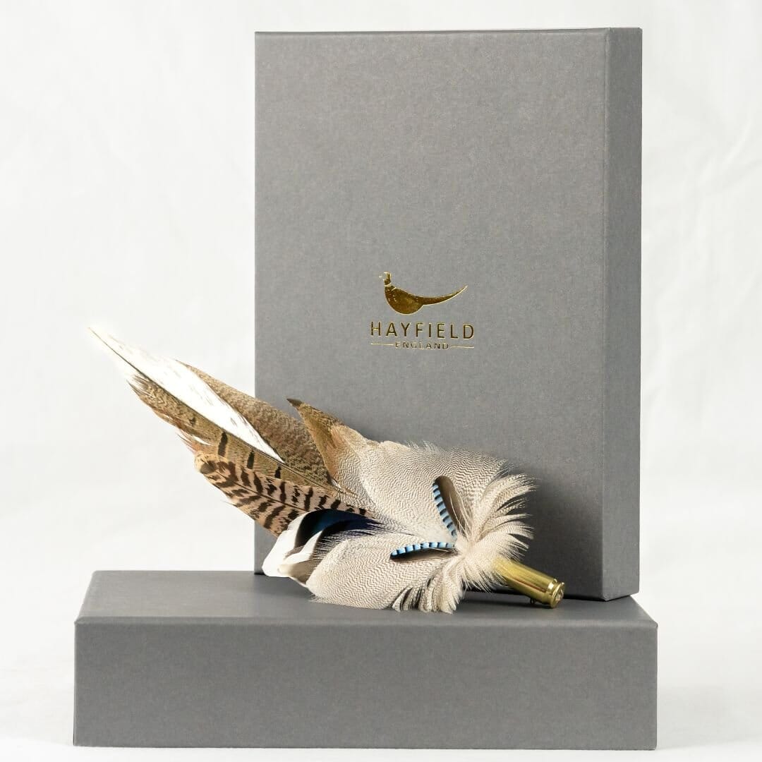 Feather Pins & Brooches Medium Ballybar Natural/Blue Hues