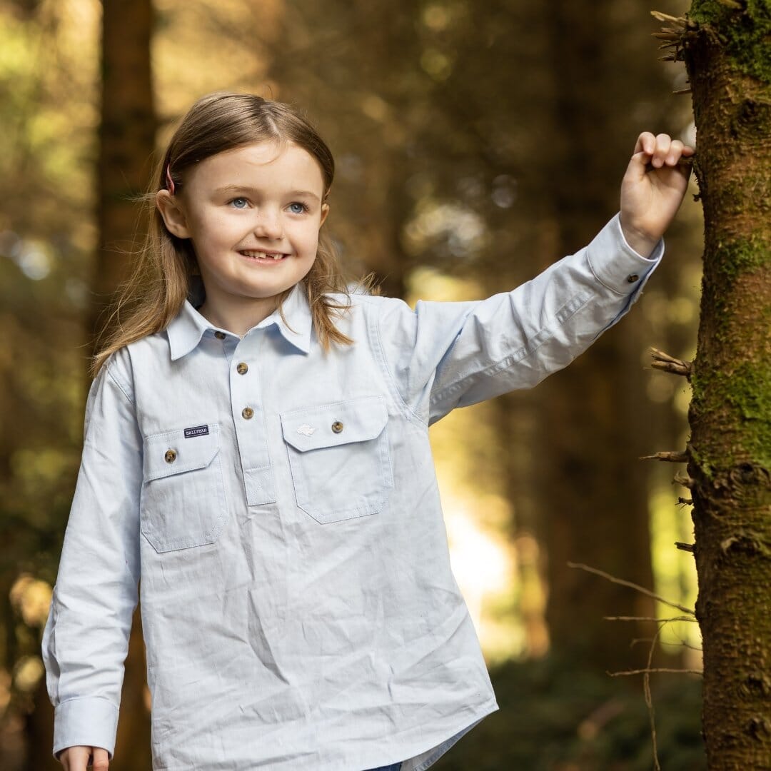 Kids Country Cotton Shirt-Original Kids Shirt Ballybar Sky Blue Age 4