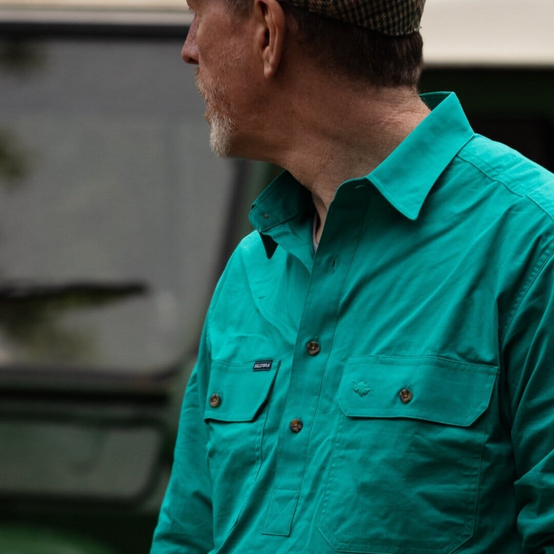 Men's Country Cotton Work Shirt BallybarTurquoise