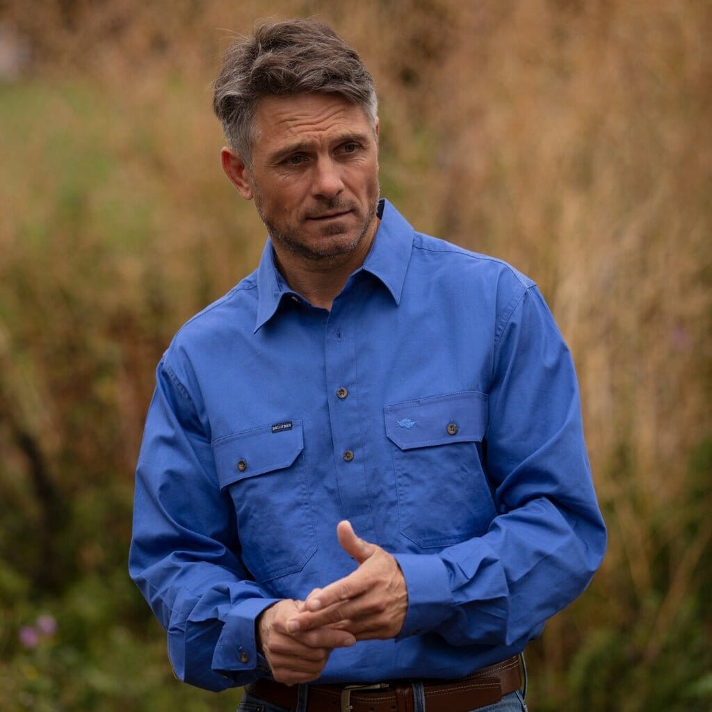 Men's Country Cotton Work Shirt BallybarCobalt Blue