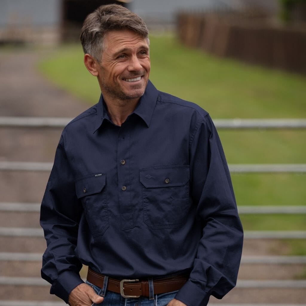 Men's Country Cotton Work Shirt Ballybar Navy
