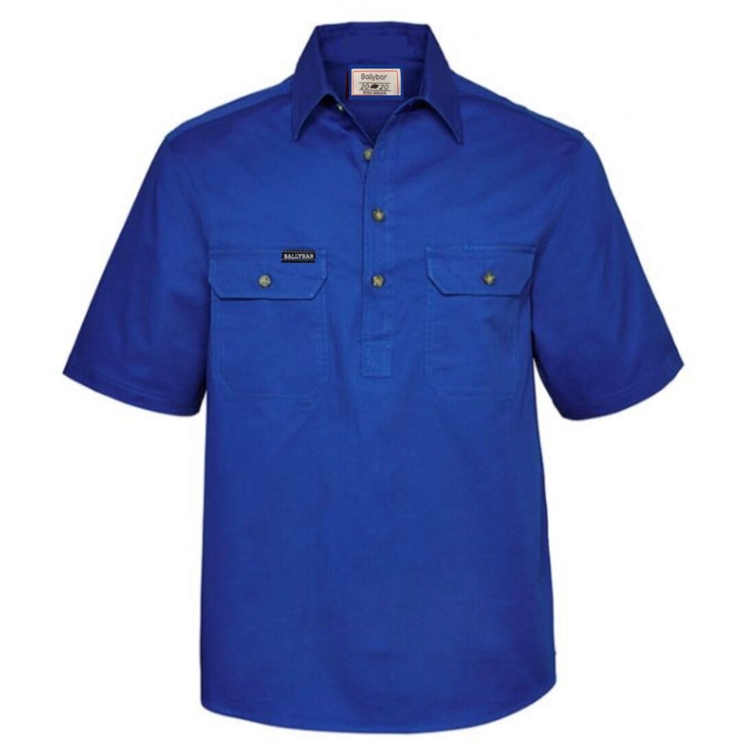 Men's Country Cotton Work Shirt -Short Sleeve Shirts Ballybar 3XLarge Cobalt