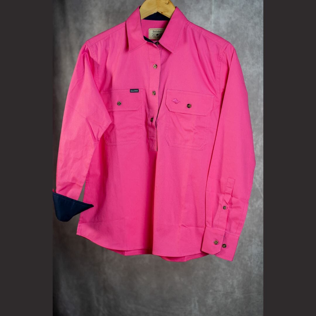 Women's Country Cotton Work Shirt - Long Sleeved (Contrast) Shirts Ballybar 