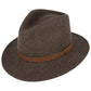 Ballybar Fedora Hat with Leather Band Ballybar Extra Small Brown Mix 
