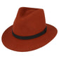 Ballybar Fedora Hat with Leather Band Ballybar Extra Small Rust 