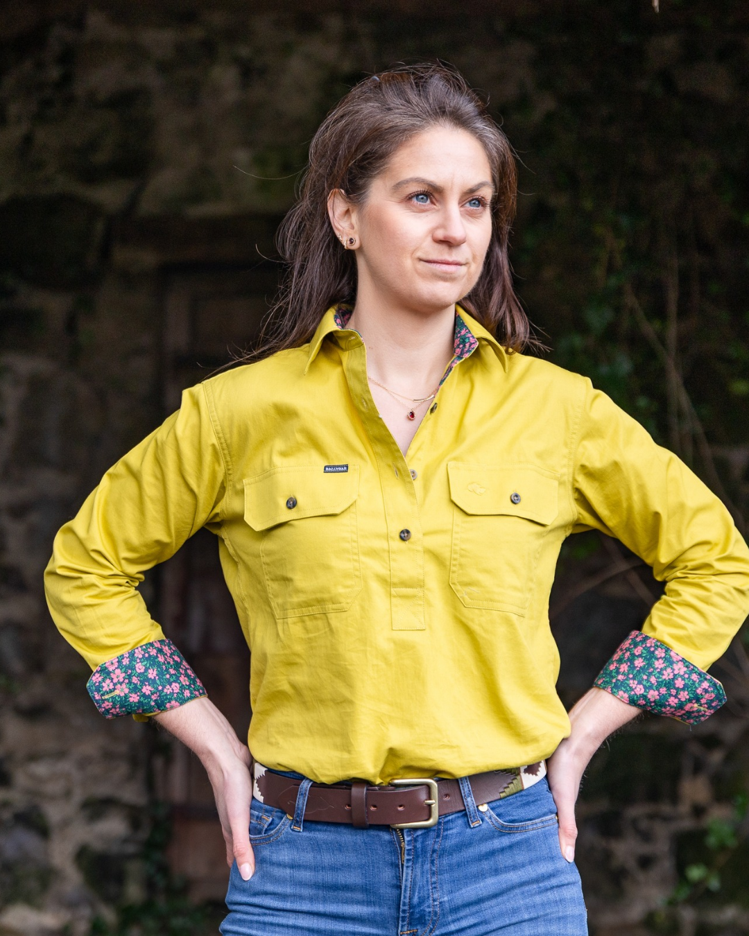 Women's Country Premium Cotton Shirt - Long Sleeved (Contrast)