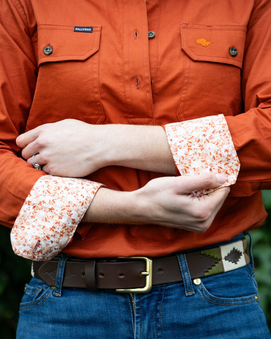 Women's Country Premium Cotton Shirt - Long Sleeved (Contrast)