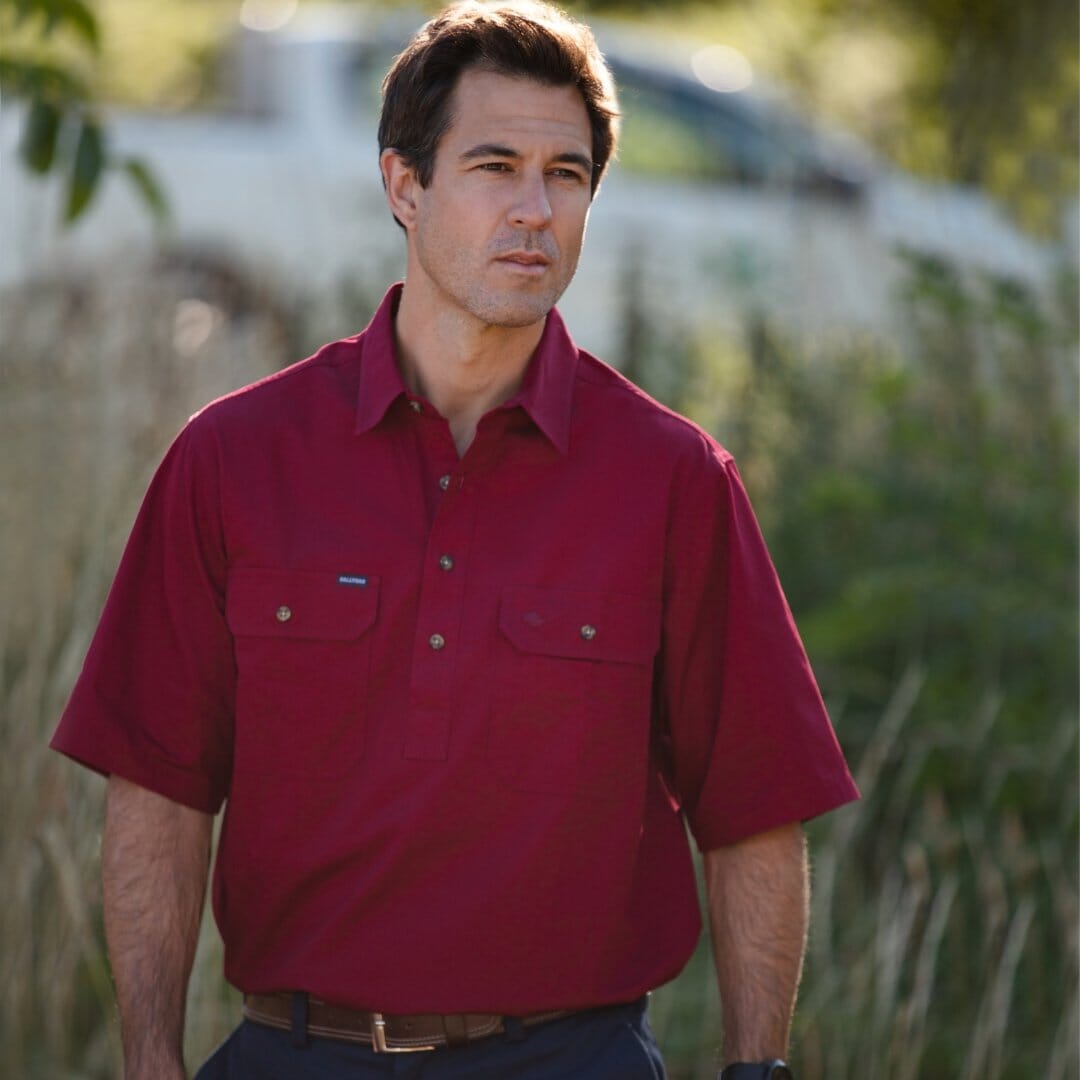 Men's Country Cotton Work Shirt -Short Sleeve Shirts Ballybar 
