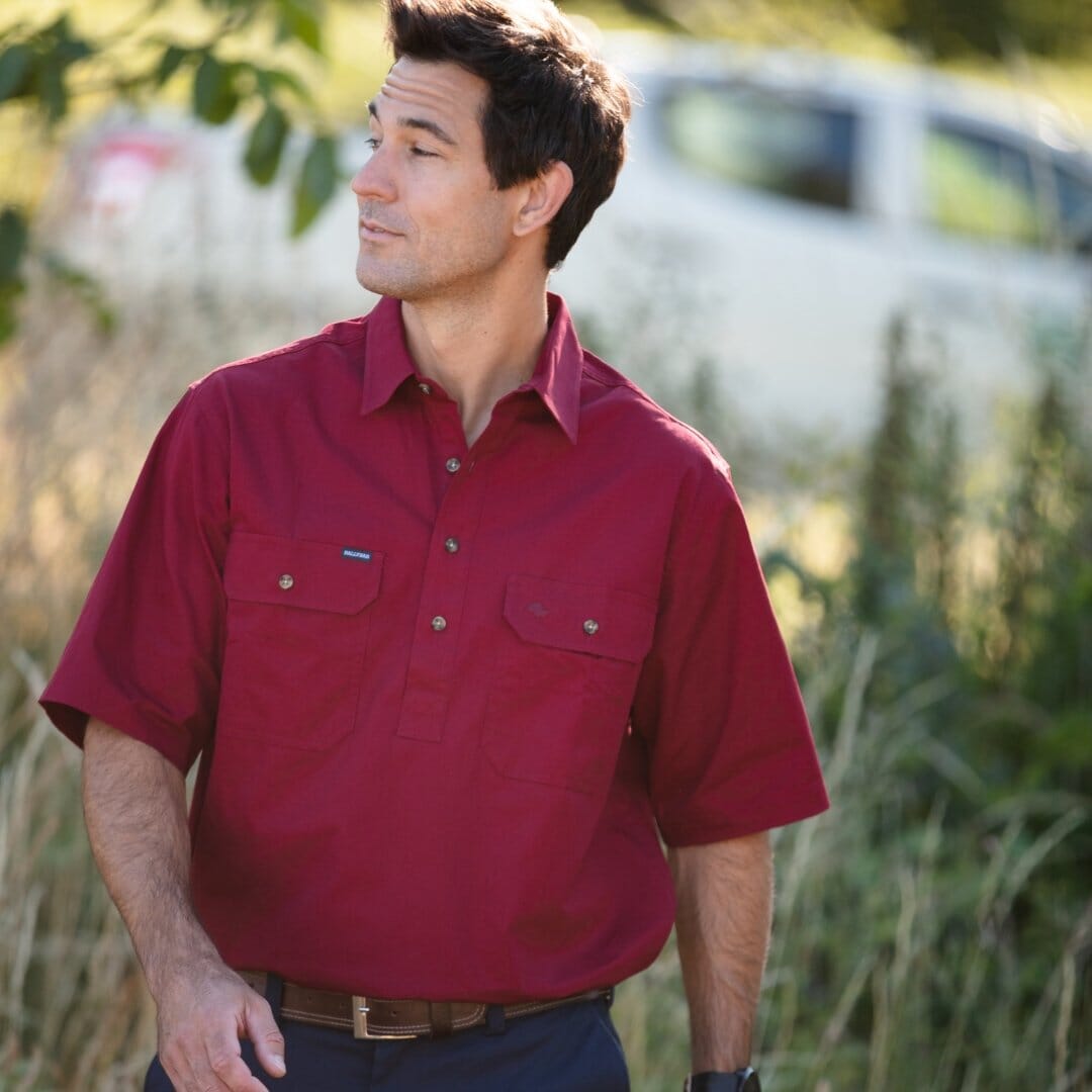 Men's Country Cotton Work Shirt -Short Sleeve Shirts Ballybar 